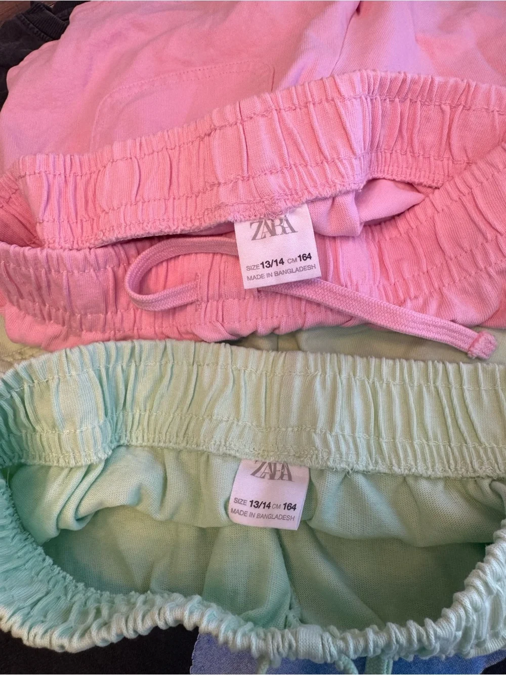 Zara Pink & Light Green Kids Pajama Shorts Set Size:13/14